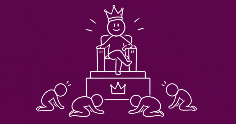 Stick figure on a throne wearing a crown, showing that a beast means a kingdom or ruling power