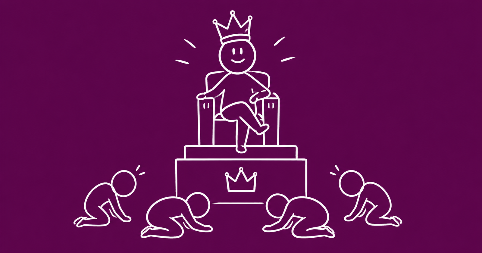 Stick figure on a throne wearing a crown, showing that a beast means a kingdom or ruling power